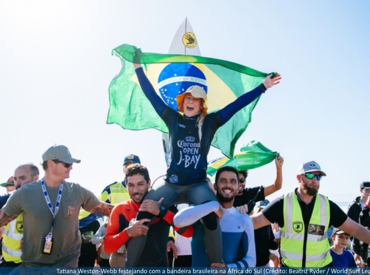 TATIANA WESTON-WEBB festejando na Africa do Sul / Foto: Beatriz Ryder, World Surf League